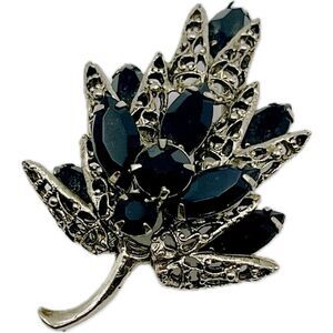 Vintage‎ silver and stone floral brooch approximately 3 inches